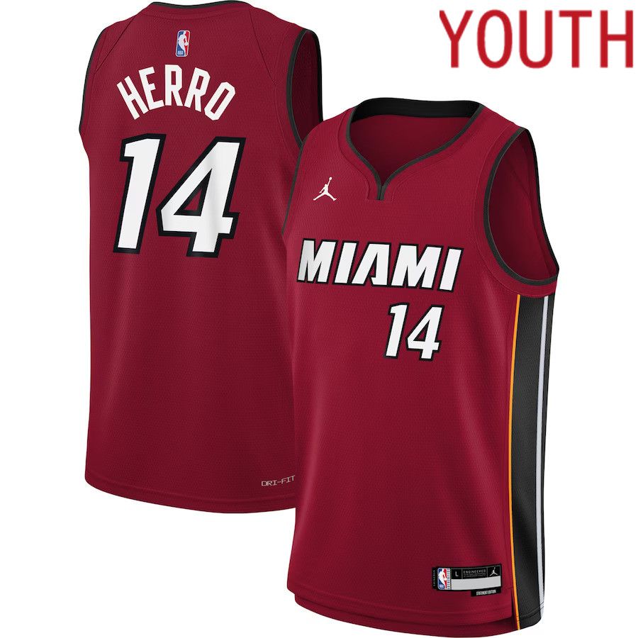 Youth Miami Heat 14 Tyler Herro Jordan Brand Red 2022-23 Swingman NBA Jersey